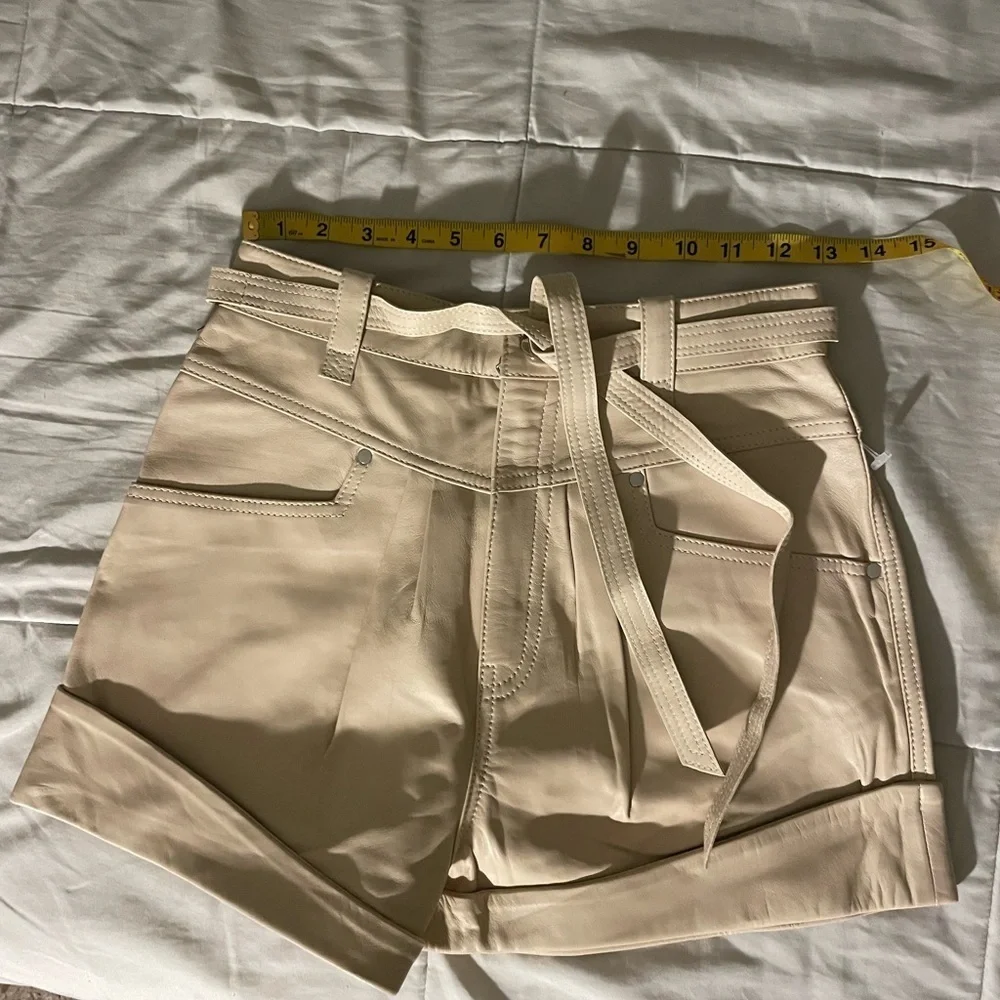 Revolve L’Academie Savon cream leather shorts